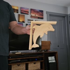 Wooden Dolphin Shelf Bracket